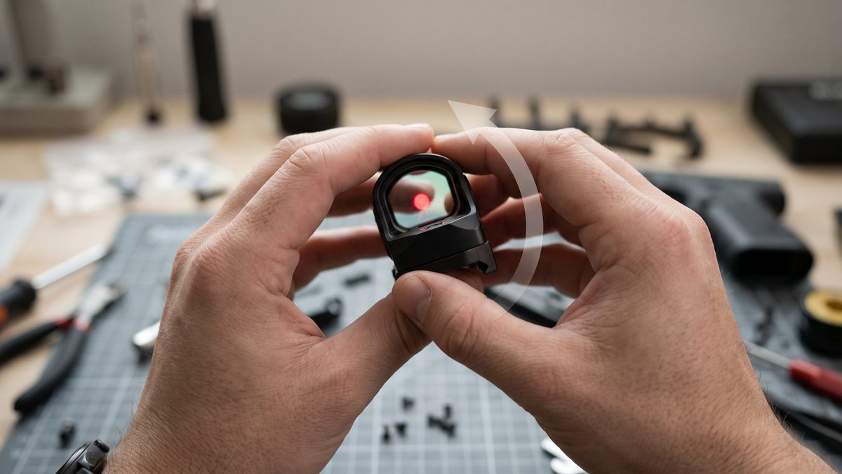 Red dot astigmatizma testi: nişangahı döndürerek noktanın şeklini kontrol etme